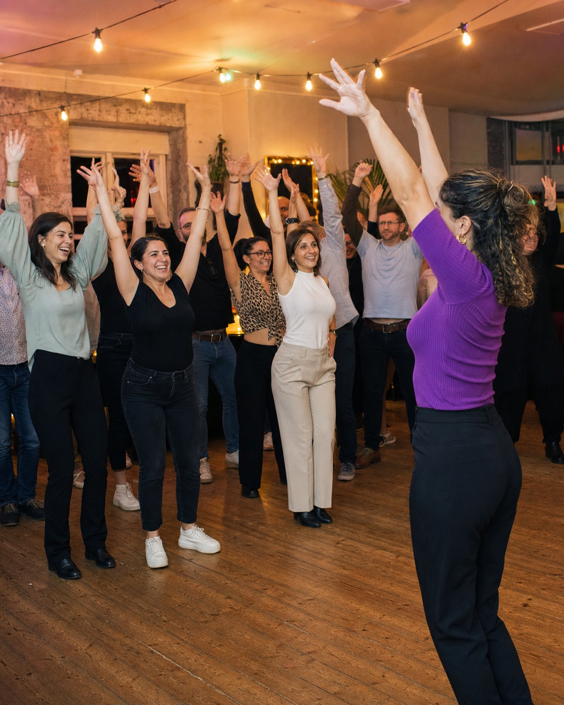People enjoying a guided group movement experience
