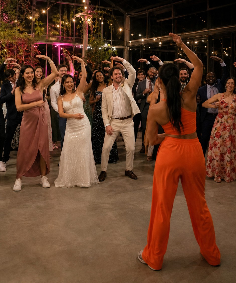 Wedding guests celebrating together